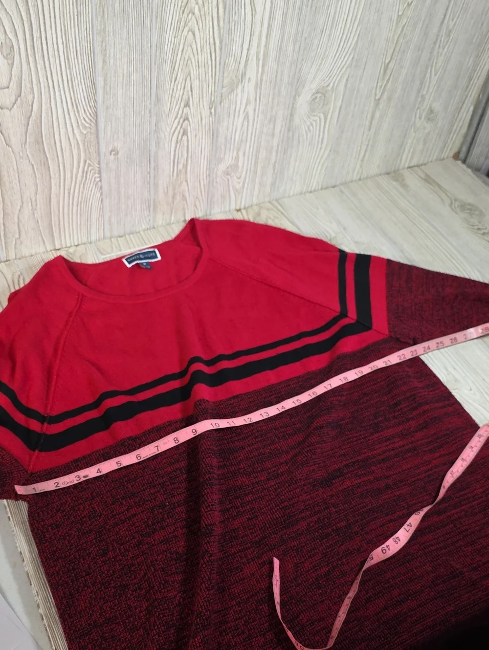 Karen Scott Red and Black Colorblock Tunic Sweater Womens Plus Size 3X NWT